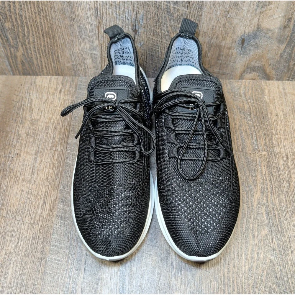 Ecko Unltd Red Sneakers Womens Size 11 Black Mesh Lace Up Lightweight Running